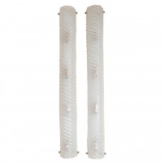 Pair of frosted vertically fluted Murano glass sconces